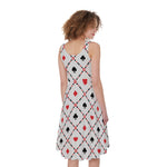 Poker Playing Card Suits Pattern Print Women's Sleeveless Dress