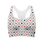 Poker Playing Card Suits Pattern Print Women's Sports Bra