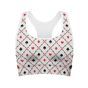 Poker Playing Card Suits Pattern Print Women's Sports Bra