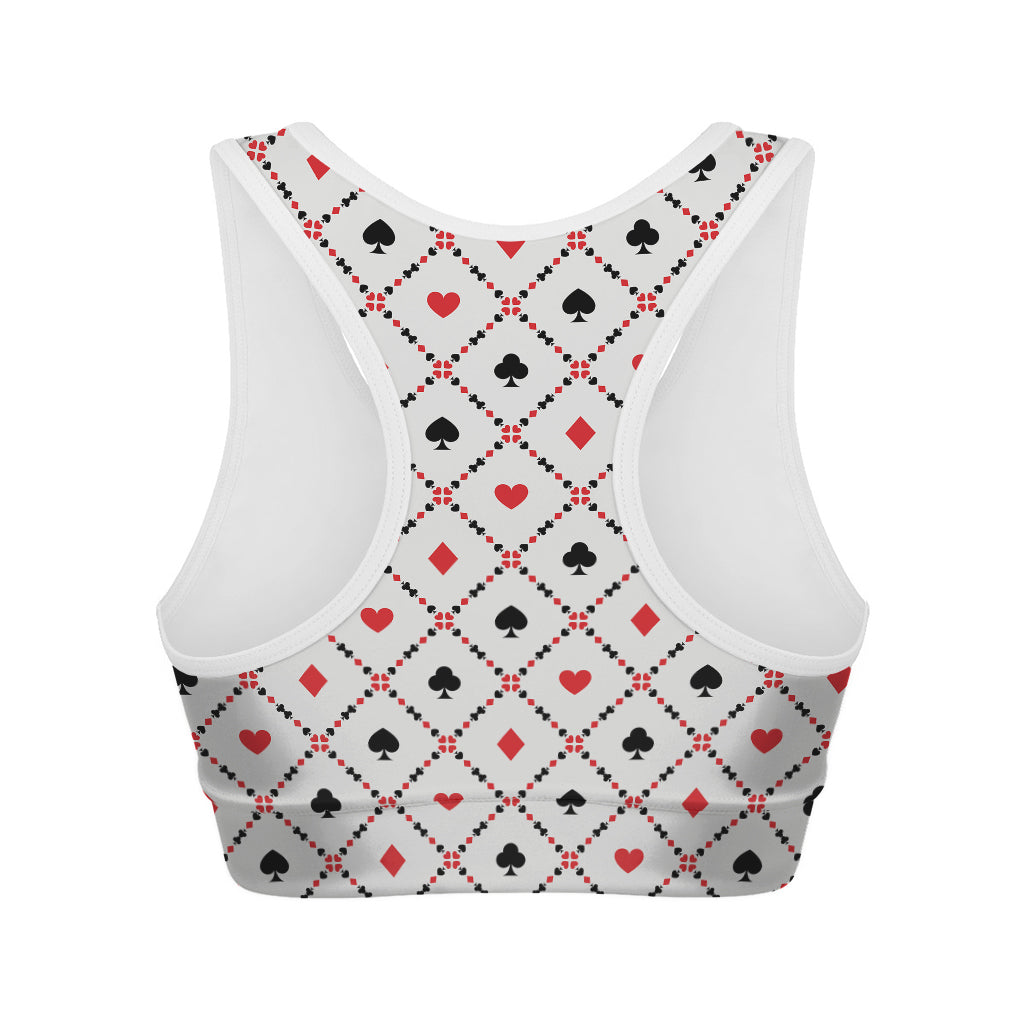 Poker Playing Card Suits Pattern Print Women's Sports Bra