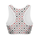 Poker Playing Card Suits Pattern Print Women's Sports Bra