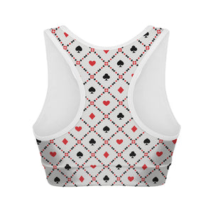 Poker Playing Card Suits Pattern Print Women's Sports Bra