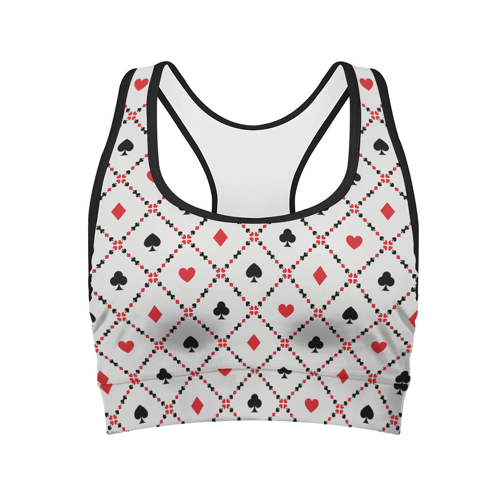 Poker Playing Card Suits Pattern Print Women's Sports Bra