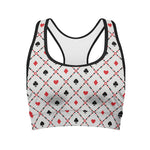 Poker Playing Card Suits Pattern Print Women's Sports Bra