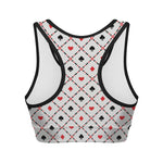 Poker Playing Card Suits Pattern Print Women's Sports Bra