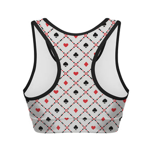 Poker Playing Card Suits Pattern Print Women's Sports Bra