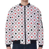 Poker Playing Card Suits Pattern Print Zip Sleeve Bomber Jacket