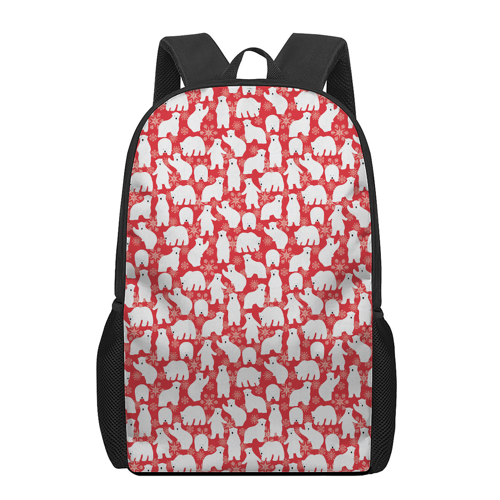 Polar Bear And Snowflake Pattern Print 17 Inch Backpack