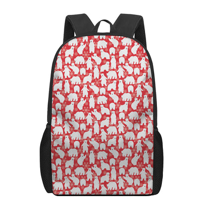 Polar Bear And Snowflake Pattern Print 17 Inch Backpack