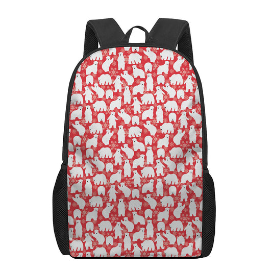 Polar Bear And Snowflake Pattern Print 17 Inch Backpack