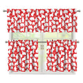 Polar Bear And Snowflake Pattern Print 3 Piece Kitchen Curtains