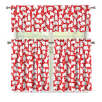 Polar Bear And Snowflake Pattern Print 3 Piece Kitchen Curtains