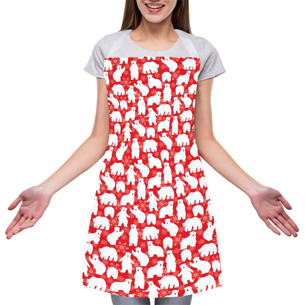 Polar Bear And Snowflake Pattern Print Adjustable Apron