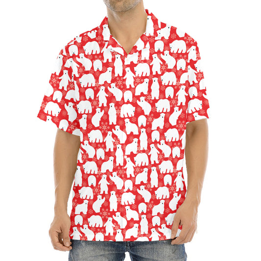 Polar Bear And Snowflake Pattern Print Aloha Shirt