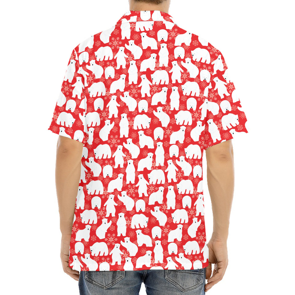 Polar Bear And Snowflake Pattern Print Aloha Shirt