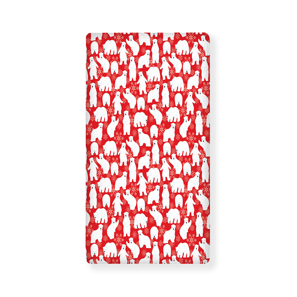 Polar Bear And Snowflake Pattern Print Baby Crib Sheet