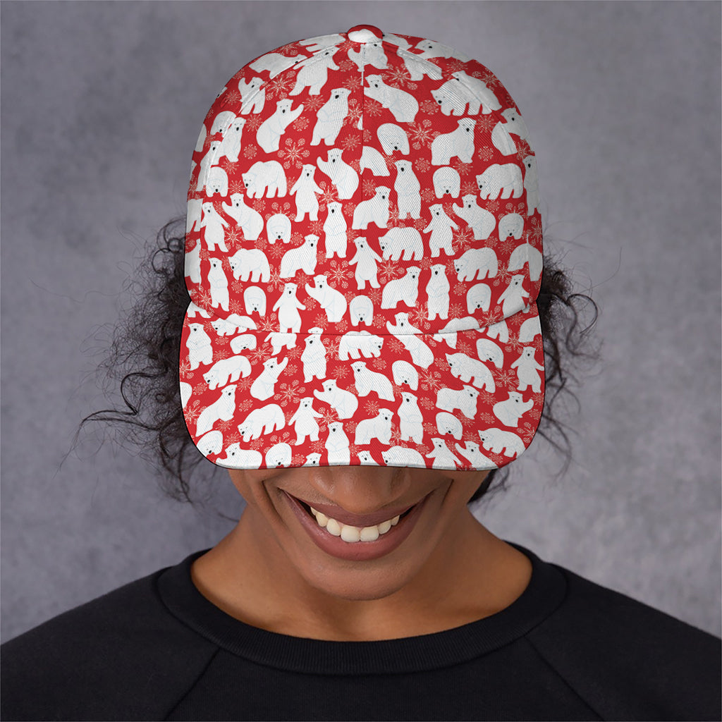 Polar Bear And Snowflake Pattern Print Baseball Cap