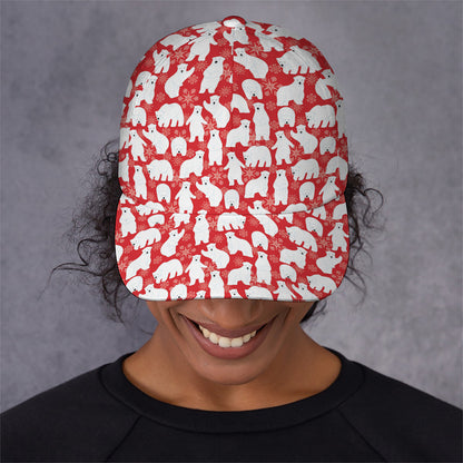 Polar Bear And Snowflake Pattern Print Baseball Cap
