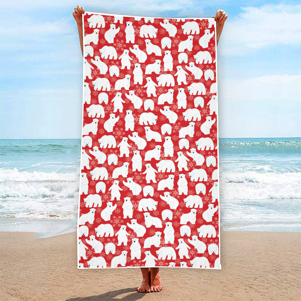 Polar Bear And Snowflake Pattern Print Beach Towel