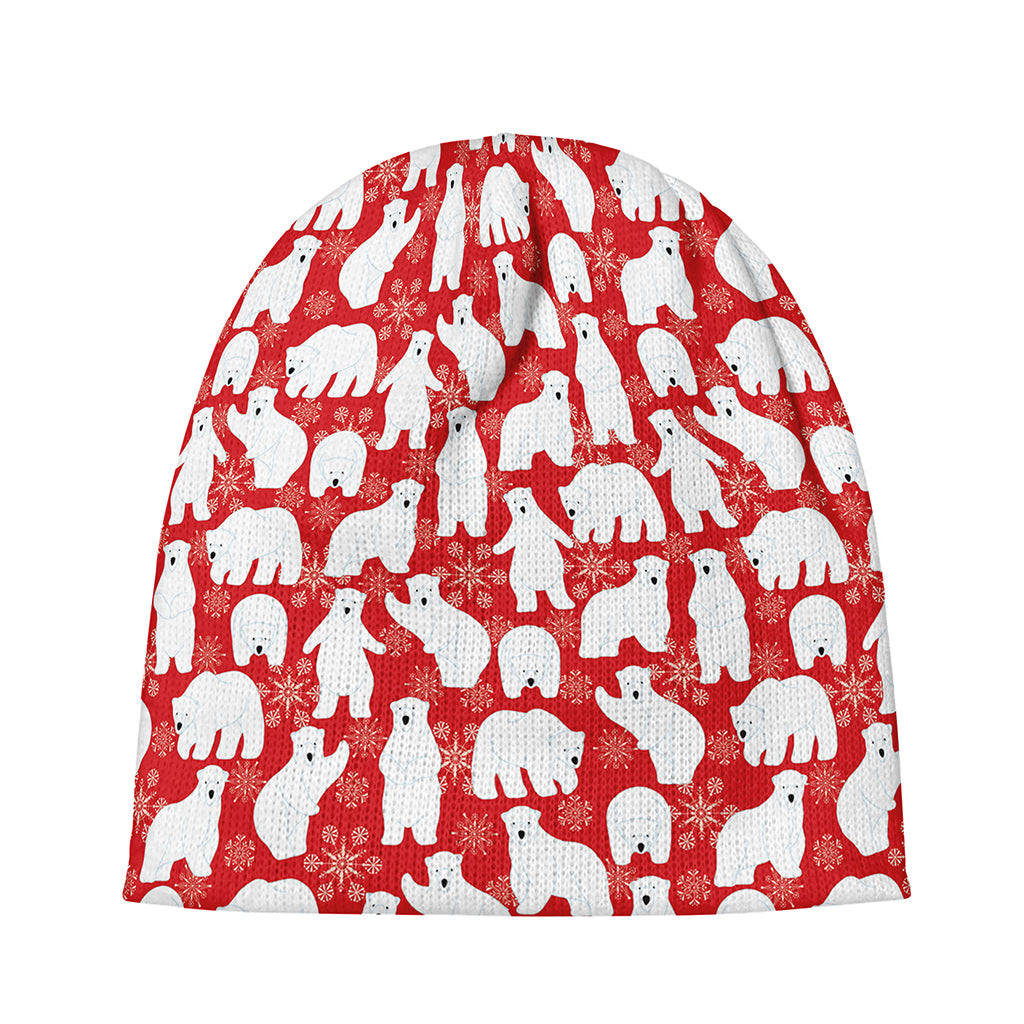 Polar Bear And Snowflake Pattern Print Beanie