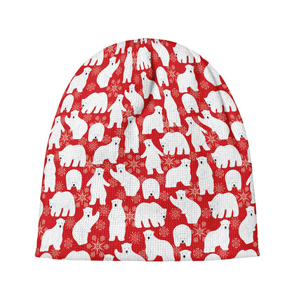 Polar Bear And Snowflake Pattern Print Beanie