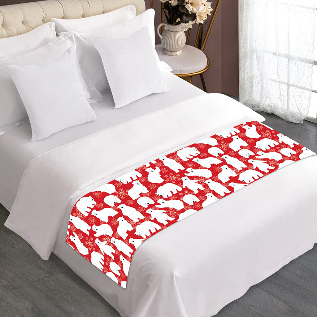 Polar Bear And Snowflake Pattern Print Bed Runner