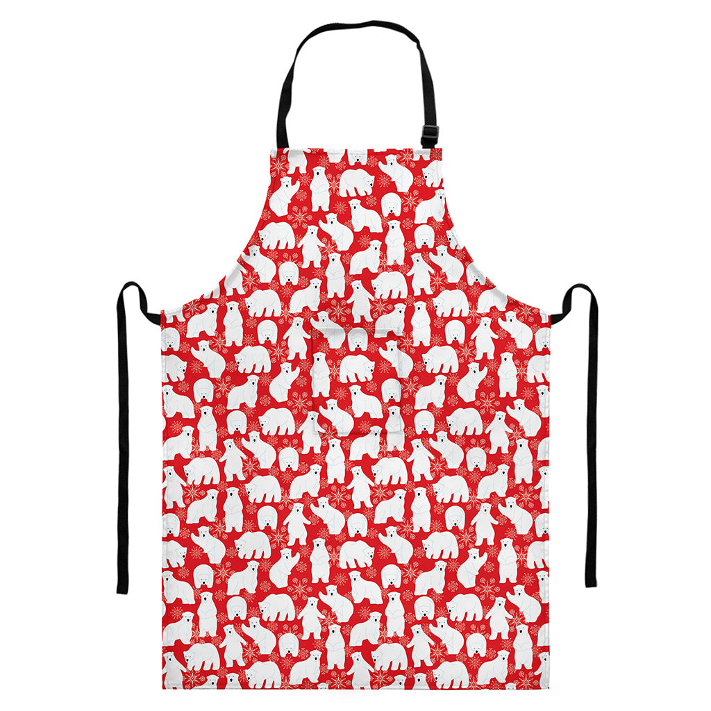 Polar Bear And Snowflake Pattern Print Bib Apron With Pocket