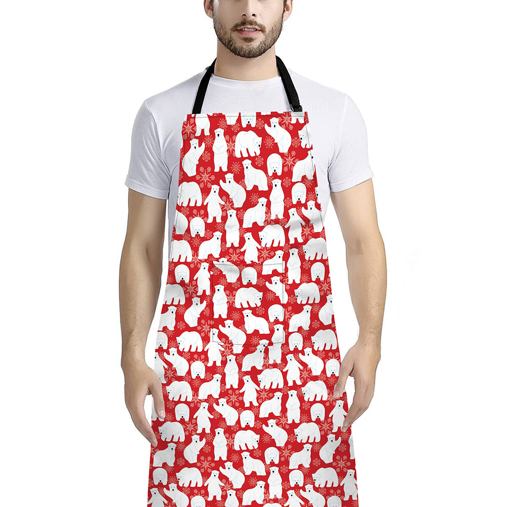 Polar Bear And Snowflake Pattern Print Bib Apron With Pocket