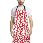 Polar Bear And Snowflake Pattern Print Bib Apron With Pocket