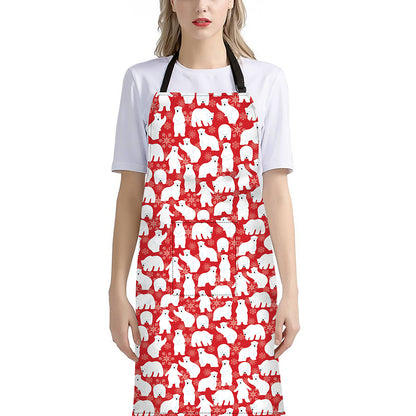 Polar Bear And Snowflake Pattern Print Bib Apron With Pocket