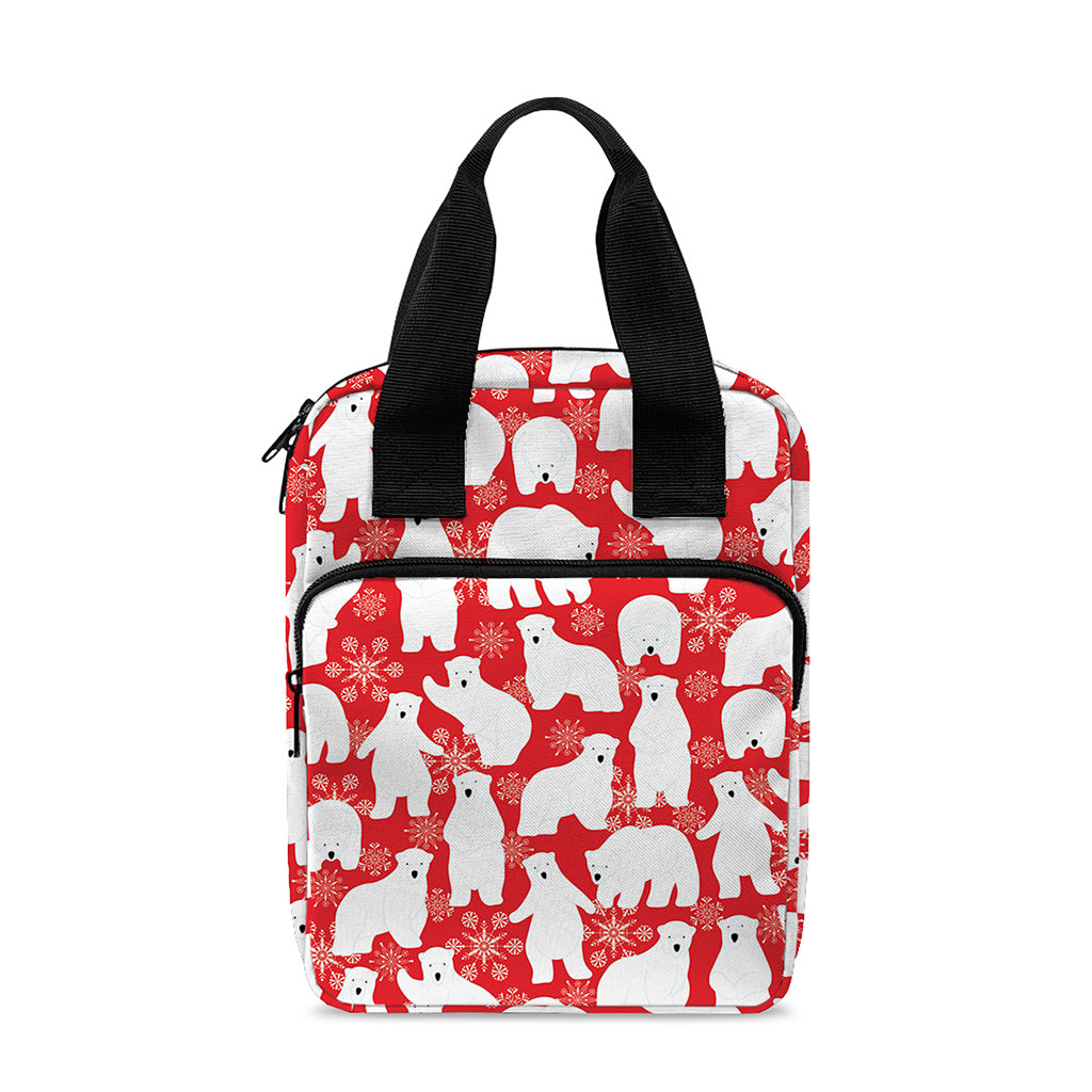 Polar Bear And Snowflake Pattern Print Bible Tote Bag