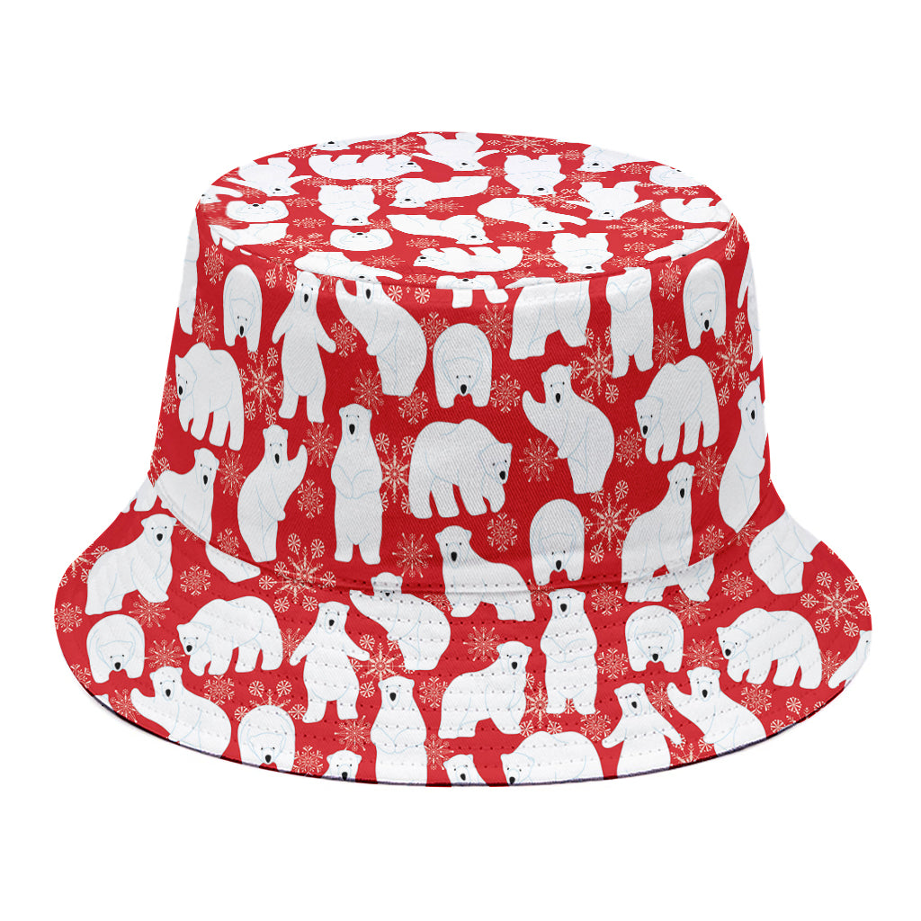 Polar Bear And Snowflake Pattern Print Bucket Hat