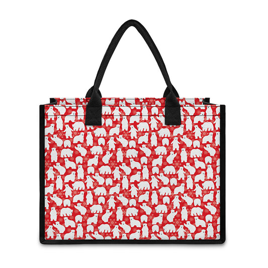 Polar Bear And Snowflake Pattern Print Canvas Tote Bag