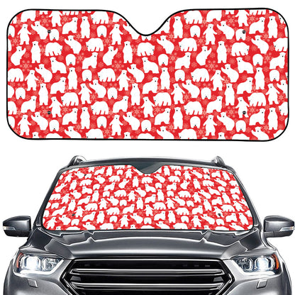 Polar Bear And Snowflake Pattern Print Car Windshield Sun Shade