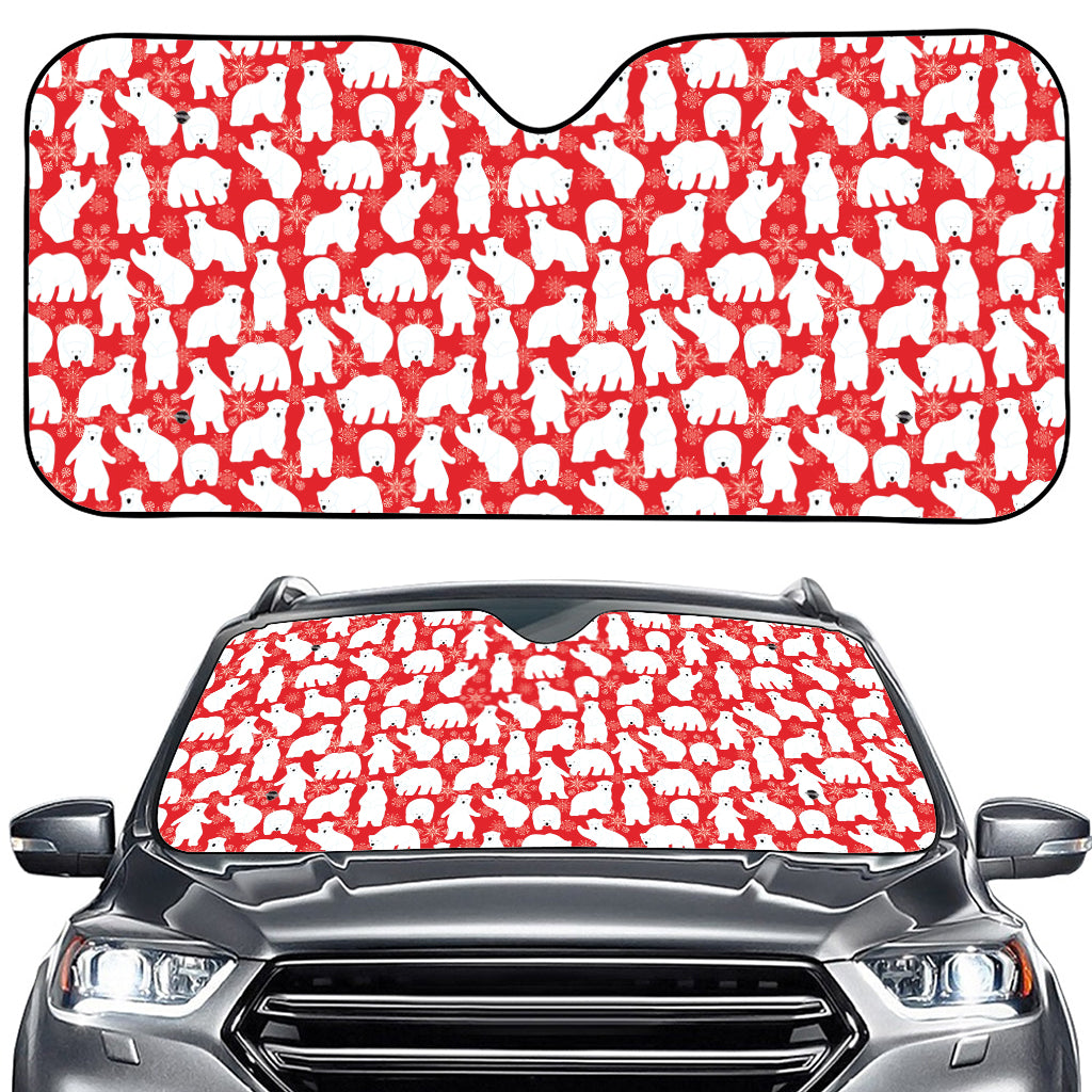 Polar Bear And Snowflake Pattern Print Car Windshield Sun Shade