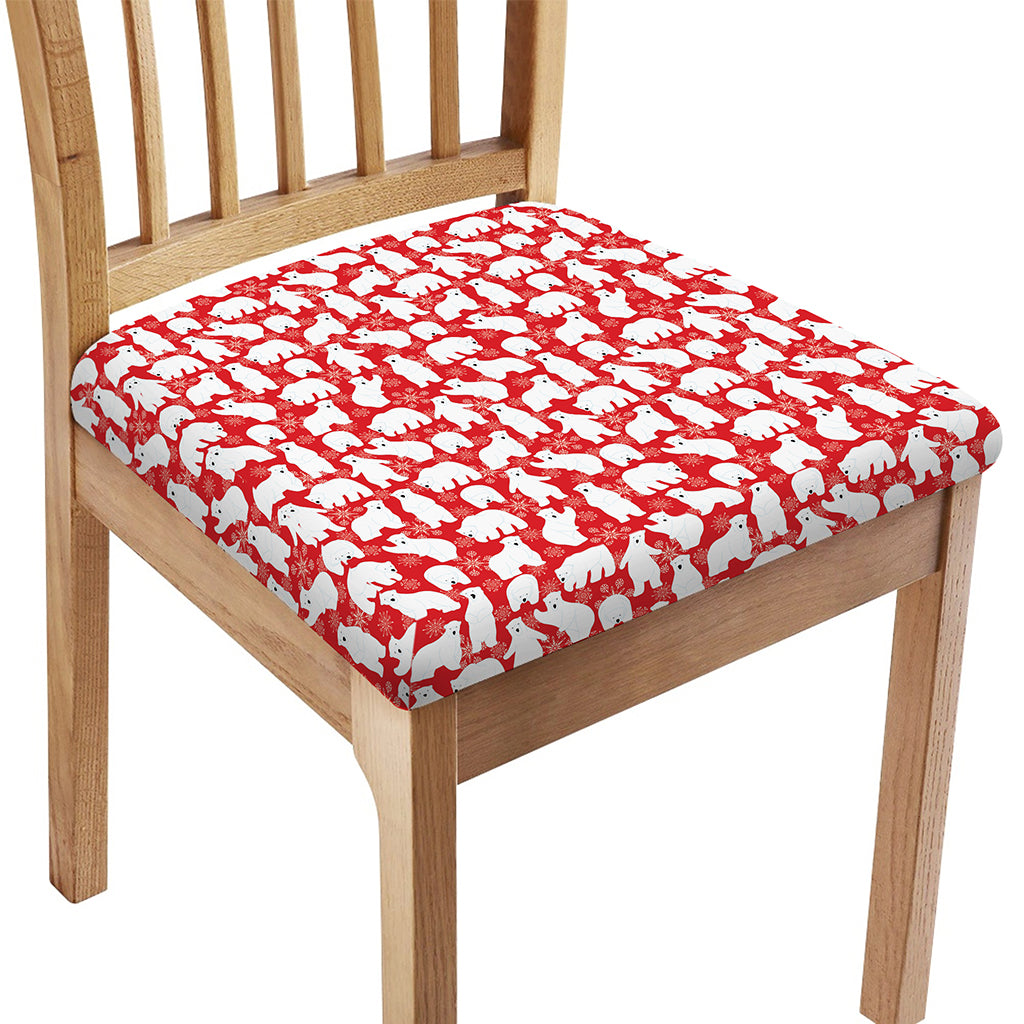 Polar Bear And Snowflake Pattern Print Chair Cushion Cover