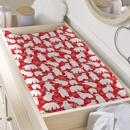 Polar Bear And Snowflake Pattern Print Changing Pad Cover