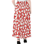 Polar Bear And Snowflake Pattern Print Chiffon Maxi Skirt