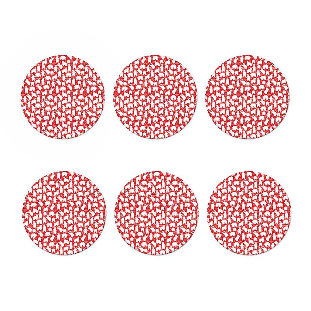 Polar Bear And Snowflake Pattern Print Coaster Set