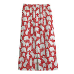 Polar Bear And Snowflake Pattern Print Cotton Front Slit Maxi Skirt