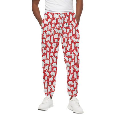 Polar Bear And Snowflake Pattern Print Cotton Pants