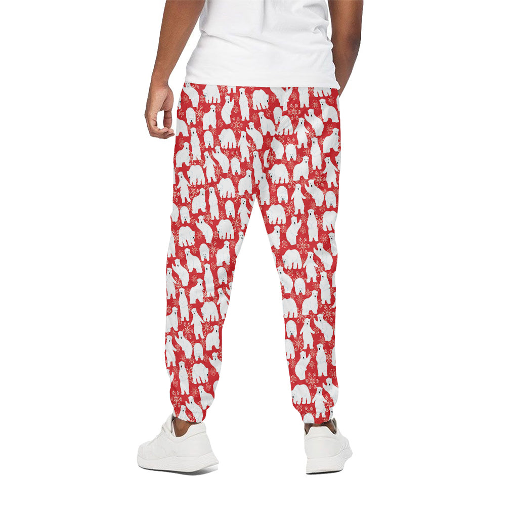 Polar Bear And Snowflake Pattern Print Cotton Pants
