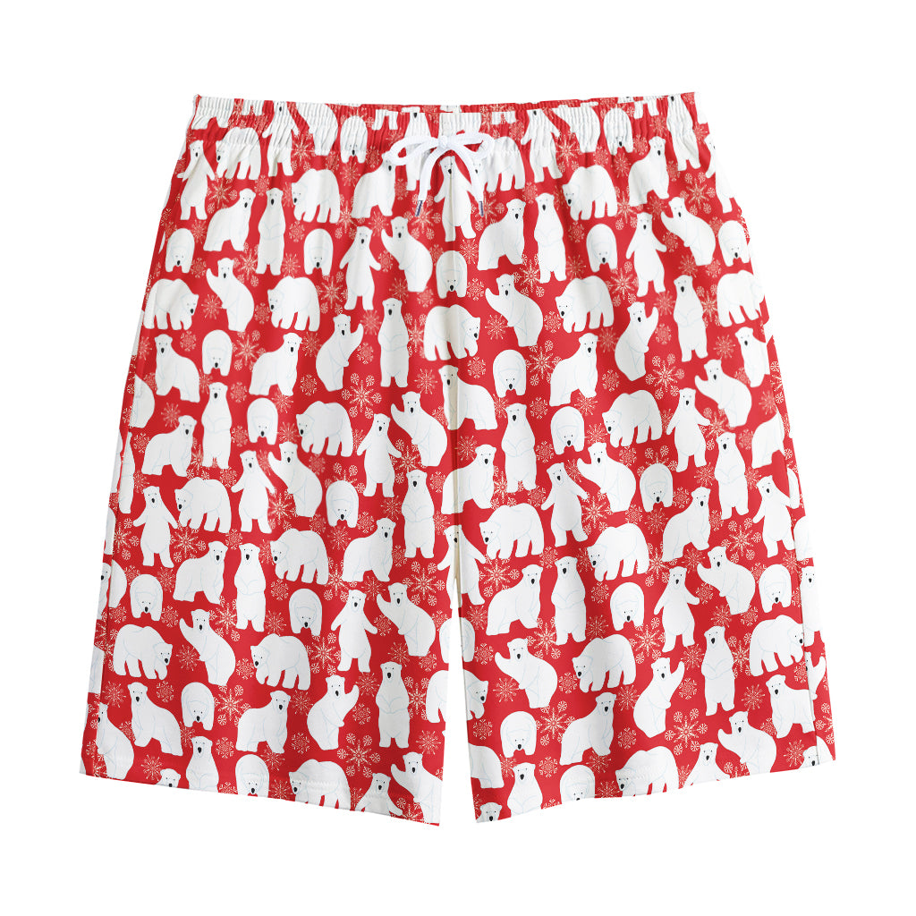 Polar Bear And Snowflake Pattern Print Cotton Shorts