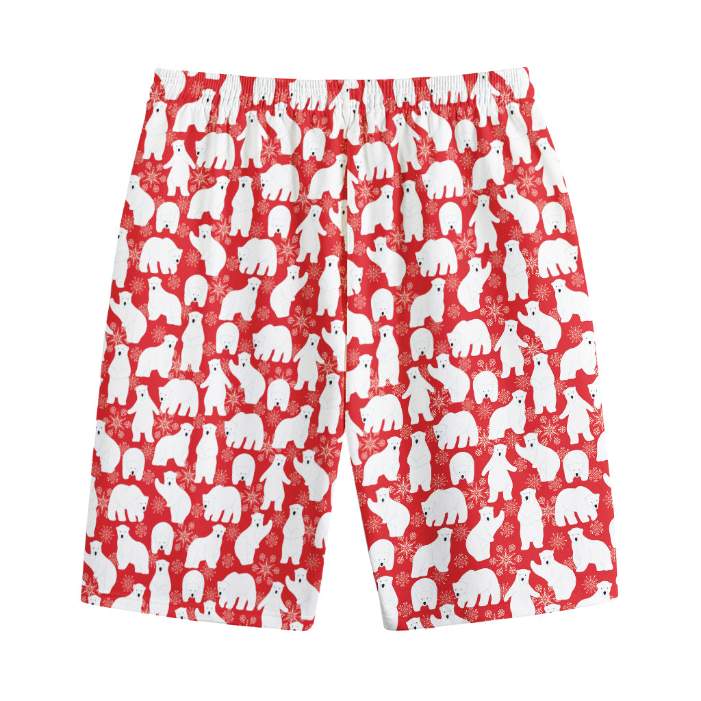 Polar Bear And Snowflake Pattern Print Cotton Shorts