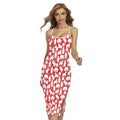 Polar Bear And Snowflake Pattern Print Cross Back Cami Dress