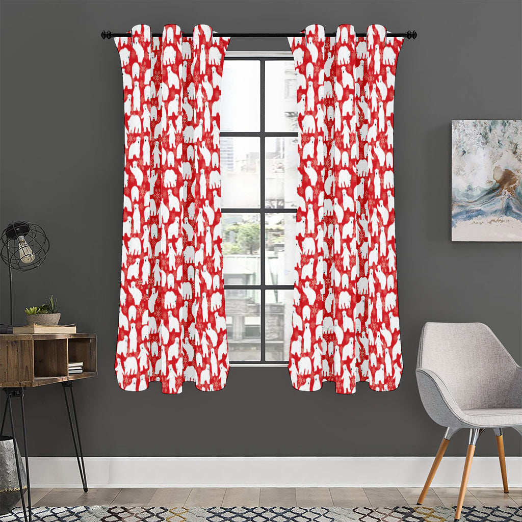 Polar Bear And Snowflake Pattern Print Curtain