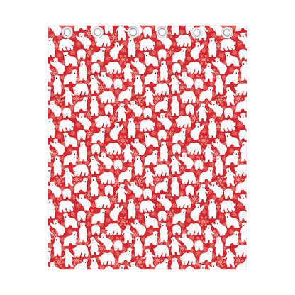Polar Bear And Snowflake Pattern Print Curtain