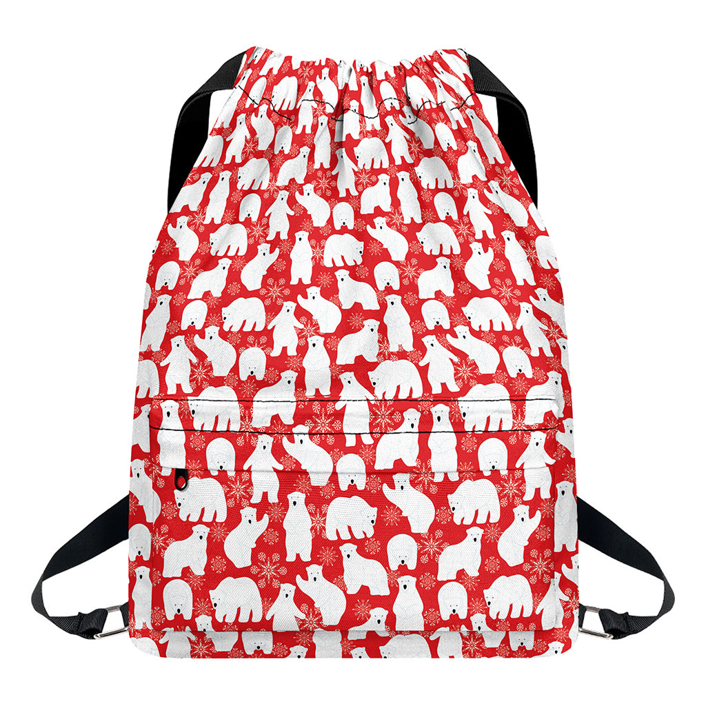 Polar Bear And Snowflake Pattern Print Drawstring Backpack
