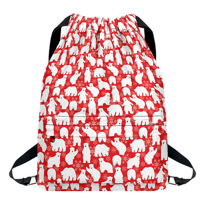 Polar Bear And Snowflake Pattern Print Drawstring Backpack