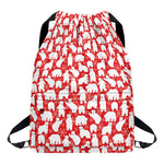 Polar Bear And Snowflake Pattern Print Drawstring Backpack